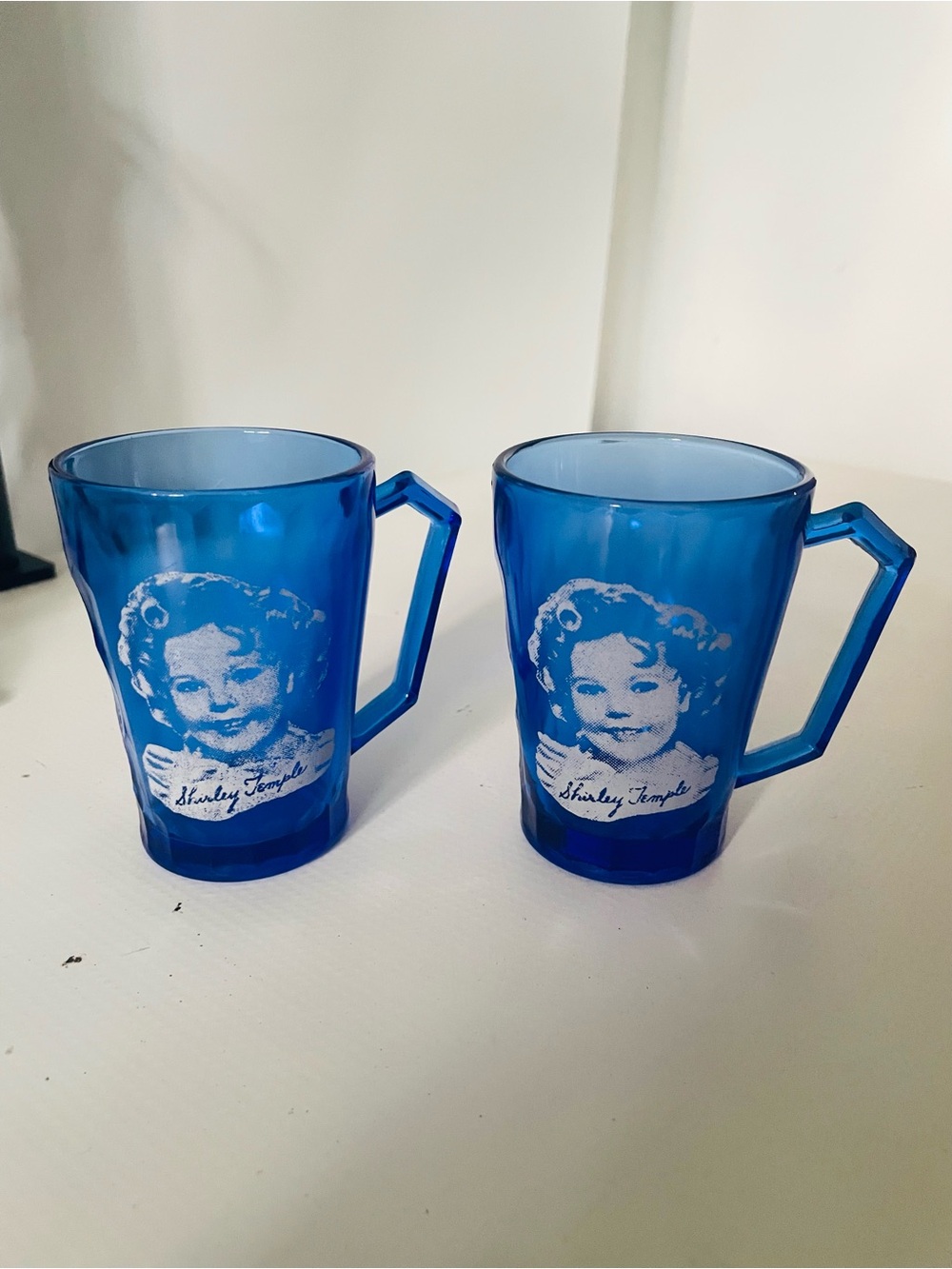 Vintage 1930’s Atlas Glass Co Shirley Temple Glasses Colbolt Blue Original Produ